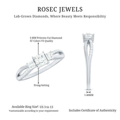 Lab Grown Diamond Three Stone Promise Ring With Split Shank