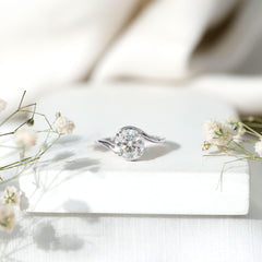 Lab Grown Diamond Bypass Engagement Ring With Diagonal 4 Prong