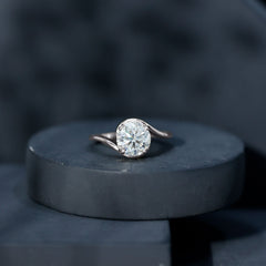 Lab Grown Diamond Bypass Engagement Ring With Diagonal 4 Prong