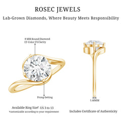 Lab Grown Diamond Bypass Engagement Ring With Diagonal 4 Prong