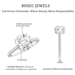 2 Carat Lab Grown Diamond Engagement Ring With Twisted Rope