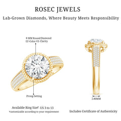 Lab Grown Diamond Circle Engagement Ring With Rope Frame