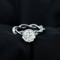 Round Cut Lab Grown Diamond Unique Engagement Ring