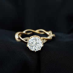 Round Cut Lab Grown Diamond Unique Engagement Ring