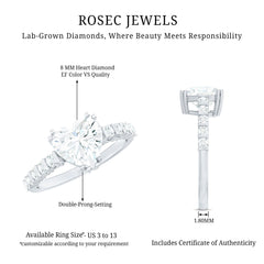 Certified 8 MM Lab Grown Diamond Heart Engagement Ring for Her
