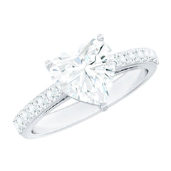 3 Prong Lab Grown Diamond Heart Engagement Ring For Women