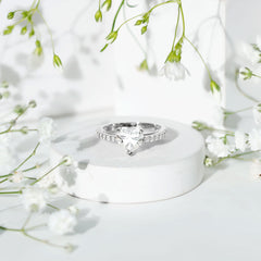 3 Prong Lab Grown Diamond Heart Engagement Ring For Women