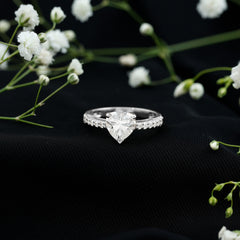 3 Prong Lab Grown Diamond Heart Engagement Ring For Women