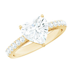 3 Prong Lab Grown Diamond Heart Engagement Ring For Women