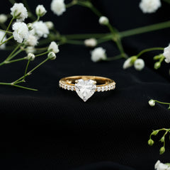 3 Prong Lab Grown Diamond Heart Engagement Ring For Women