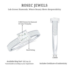 Princess Cut Lab Grown Diamond Bezel Set Engagement Ring
