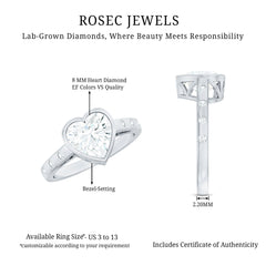 Bezel Set Brilliant Cut Lab Created Diamond Heart Engagement Ring For Women