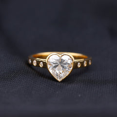 Bezel Set Brilliant Cut Lab Created Diamond Heart Engagement Ring For Women
