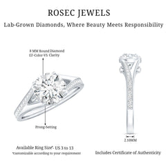 4 Prong Lab Grown Diamond Solitaire Engagement Ring with Split Shank