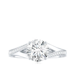 4 Prong Lab Grown Diamond Solitaire Engagement Ring with Split Shank