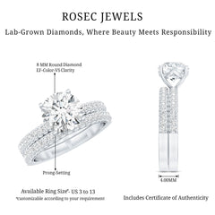 Certified 2 CT Lab Grown Diamond Bridal Ring Set for Her