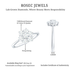 Flower Cluster Lab Grown Diamond Engagement Ring