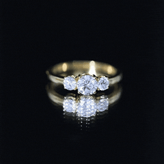 Round Cut Lab Grown Diamond 3 Stone Ring For Women