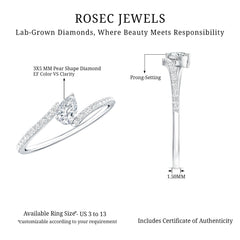 Pear Cut Lab Grown Diamond Bypass Promise Ring