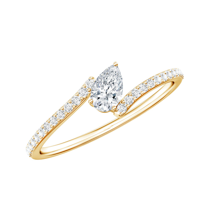Pear Cut Lab Grown Diamond Bypass Promise Ring