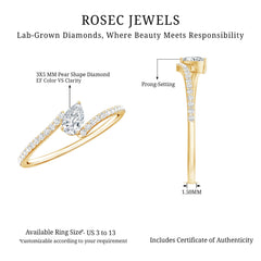 Pear Cut Lab Grown Diamond Bypass Promise Ring