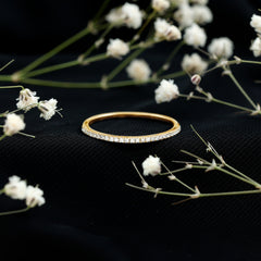 Certified Diamond Half Eternity Ring in Pave Setting
