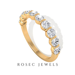 Natural Diamond Half Eternity Ring in Bar Setting