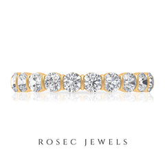 Natural Diamond Half Eternity Ring in Bar Setting