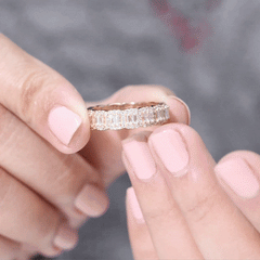 Designer Cubic Zirconia Semi Eternity Band Ring