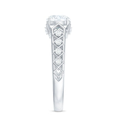 Round Cut Certified Moissanite Art Deco Engagement Ring