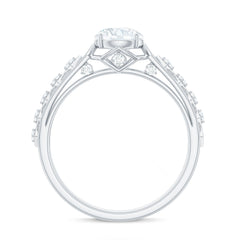 Round Cut Certified Moissanite Art Deco Engagement Ring