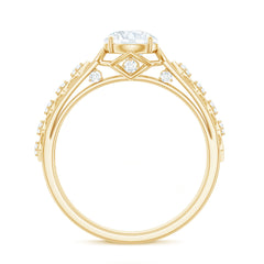 Round Cut Certified Moissanite Art Deco Engagement Ring