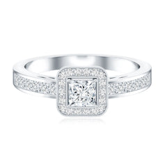 Lab Grown Diamond Princess Cut Engagement Ring with Halo