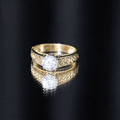 Moissanite Vintage Style Engagement Ring with Celtic Details