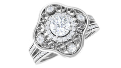 Vintage Looking Diamond Wedding Bridal Ring Set of 2