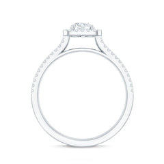 Classic Moissanite Double Band Engagement Ring with Halo