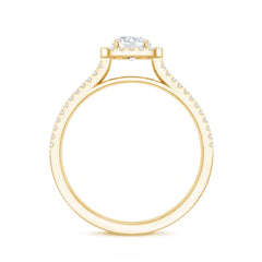 Classic Moissanite Double Band Engagement Ring with Halo