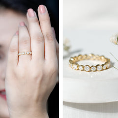 Round Cut Certified Moissanite Bezel Set Eternity Band