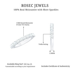Trellis Set Moissanite Half Eternity Ring