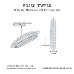 Pave Set Moissanite Eternity Band with Milgrain Detailing