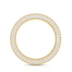 Pave Set Moissanite Eternity Band with Milgrain Detailing