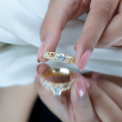 Certified Round Moissanite Antique Looking Engagement Ring