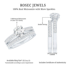 Brilliant Cut Moissanite Round Engagement Ring With Band