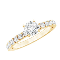 Certified 5 MM Moissanite Traditional Engagement Ring with Side Stones