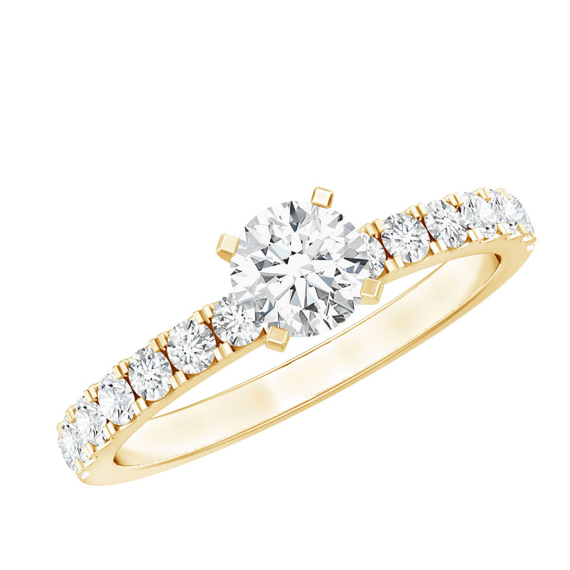 Certified 5 MM Moissanite Traditional Engagement Ring with Side Stones
