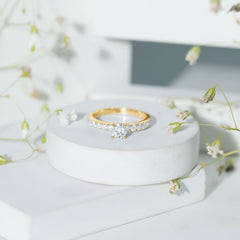 Certified 5 MM Moissanite Traditional Engagement Ring with Side Stones