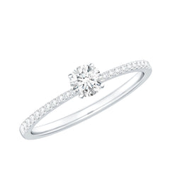 Certified 5 MM Round Moissanite Solitaire Promise Ring