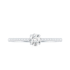 Certified 5 MM Round Moissanite Solitaire Promise Ring