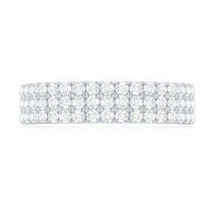 Three Row Moissanite Half Eternity Band Ring