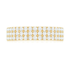 Three Row Moissanite Half Eternity Band Ring